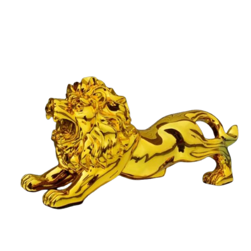 Golden Lion Car Dashboard Decoration – Modern Abstract Resin Panther Statue for Car
