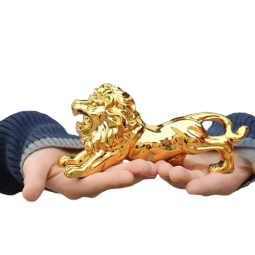 Golden Lion Car Dashboard Decoration – Modern Abstract Resin Panther Statue for Car