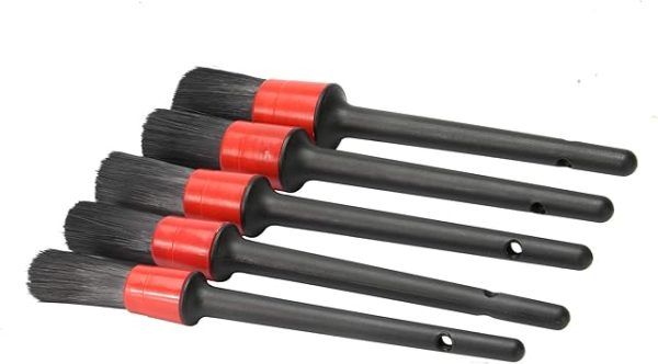 5 Pcs Car Detailing Brush Set – Multi-Size Auto Cleaning Brushes with Hanging Holder