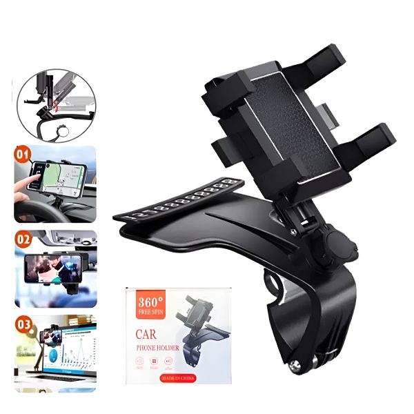 Car Smartphone Holder – 360° Rotatable Foldable Mobile Mount